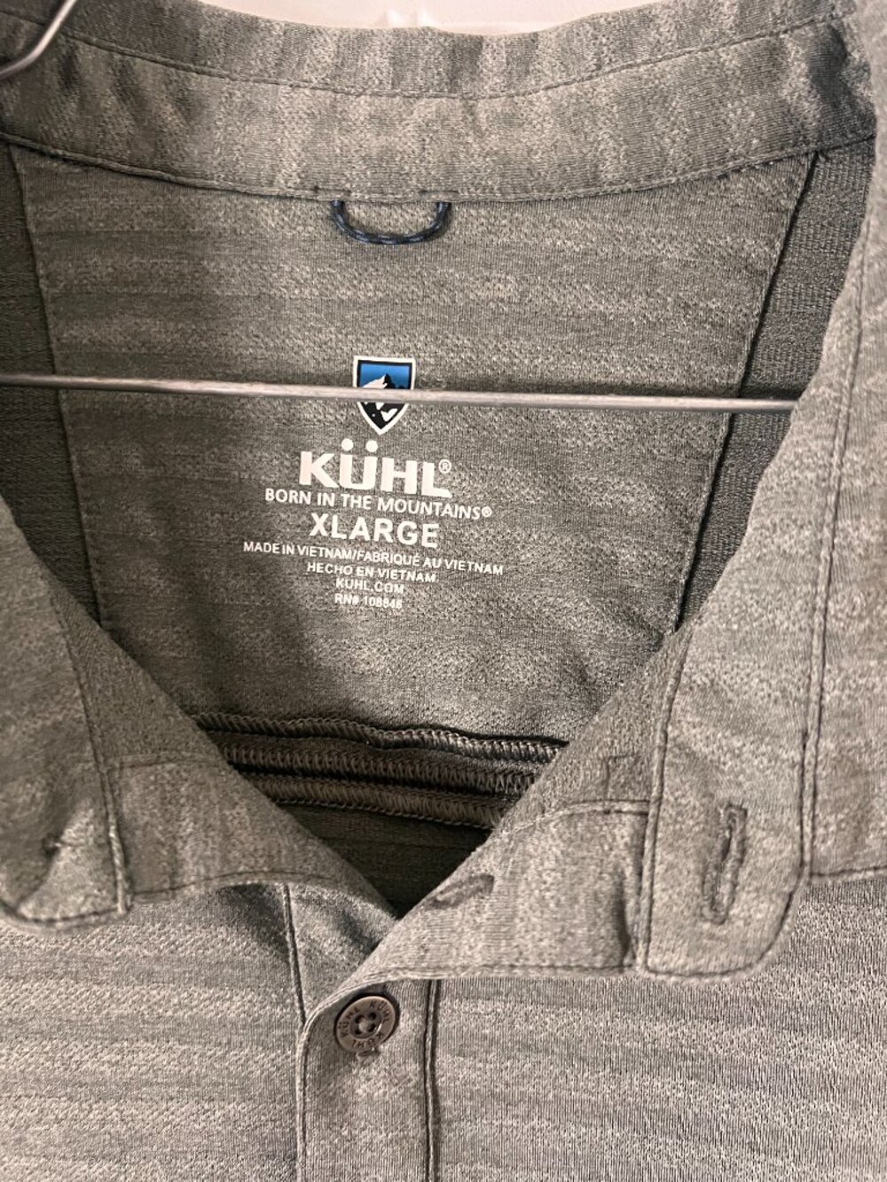KÜHL AirKuhl Men’s XL Grey Performance Polo Shirt Short Sleeve Style 7344